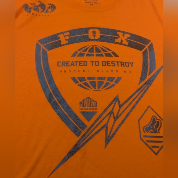 Fox Moto Created to Destroy Men's Orange Graphic Short Sleeve T-Shirt Size Med - Picture 9 of 9